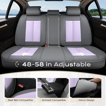 Coverado Seat Covers, Car Seat Covers Full Set, Leather Seat Covers for Cars, Car Seat Protector, Gray Car Seat Covers Front Seats and Back Seats Universal Fit for Most Cars Purple