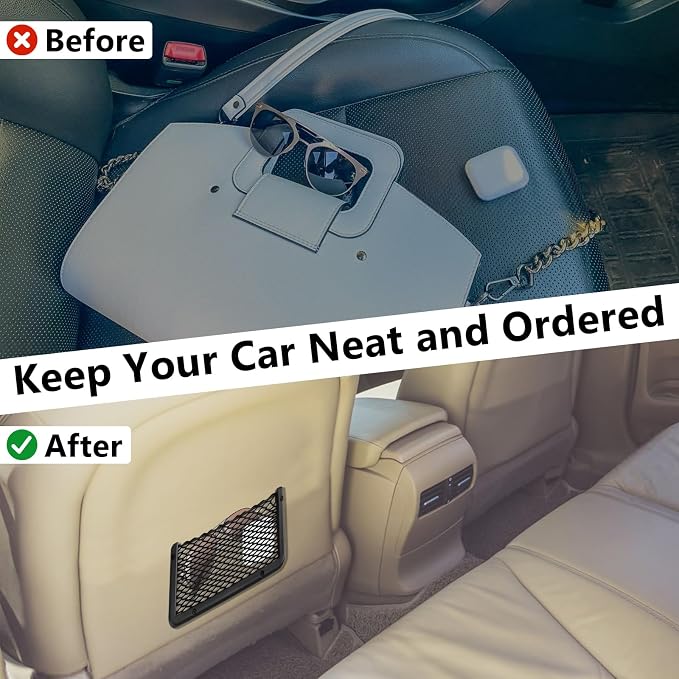 2 PCS Car Net Pocket, ABS Plastic Frame Cargo Net Storage Pockets Phone Nets, Car Mesh Net Pockets with Screws for Auto, RV, Boat, and Camper Storage Nets (9 x 4.3 Inch)