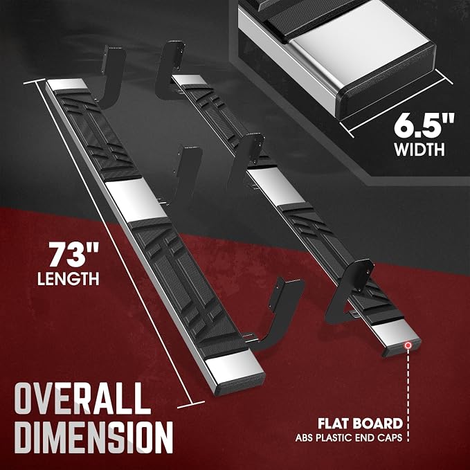 DNA Motoring 6.5" Flat Running Boards Side Step Nerf Rails Bars Compatible with 99-16 Ford F250SD F350SD F450SD F550SD Extended Cab, STEPB-U-F25099-T1-E