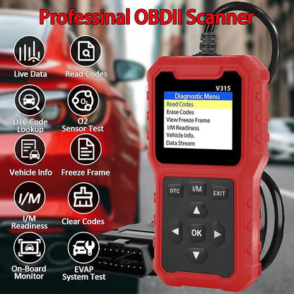 V315 OBD2 Diagnostic Diagnostic Tool Tool, Code Reader, Engine Light Diagnostic Tool, Battery Voltage Tester, for OBD2 Cars & Trucks Since 1996