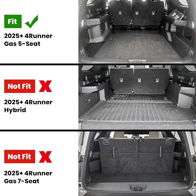 LASFIT Floor Mats for Toyota 4Runner 2025 2026 5 Seats(Not fit Hybrid) wtih Trunk mat&backrest mat, All Weather TPE Custom Fit Floor Liner for 4 Runner SR5/TRD/Limited 6th gen Front&Rear Car Mats