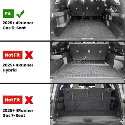 LASFIT Floor Mats for Toyota 4Runner 2025 2026 5 Seats(Not fit Hybrid) wtih Trunk mat&backrest mat, All Weather TPE Custom Fit Floor Liner for 4 Runner SR5/TRD/Limited 6th gen Front&Rear Car Mats
