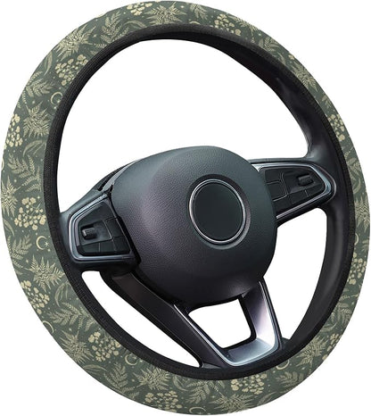 GENANY Floral Moth Steering Wheel Cover, Non Slip Polyester Car Wheel Protector for Car SUV Truck, Universal 15 Inch