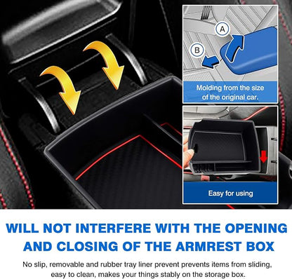 Autorder Center Console Organizer for Kia Soul 2020 2021 2022 2023 2024 2025 2026 Accessories Armrest Storage Box Secondary Insert Tray with 2 Color Mats