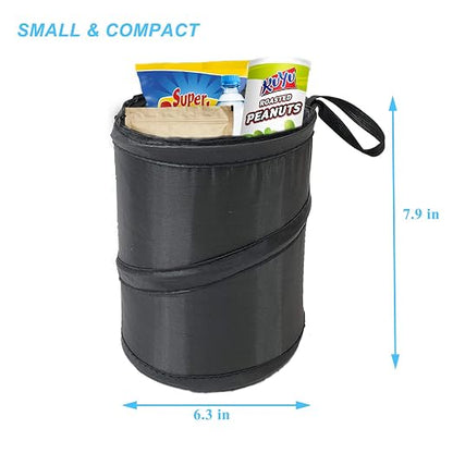 Kitbest (2 Pack Car Trash Can, 1 Gallon Car Garbage Bin Collapsible Pop-up Water Proof Bag Mini Portable Waste Basket Bin, Rubbish Bin (Black)