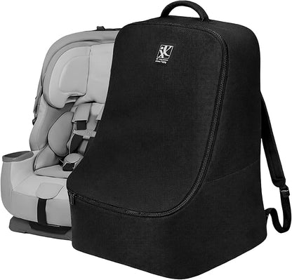 J.L. Childress Padded Backpack Car Seat Bag - Car Seat Travel Bag for Airplane, Cover Fits Most Baby & Infant Carriers & Boosters, Airport Accessories for Gate Check or Baggage Check - Ultimate, Black