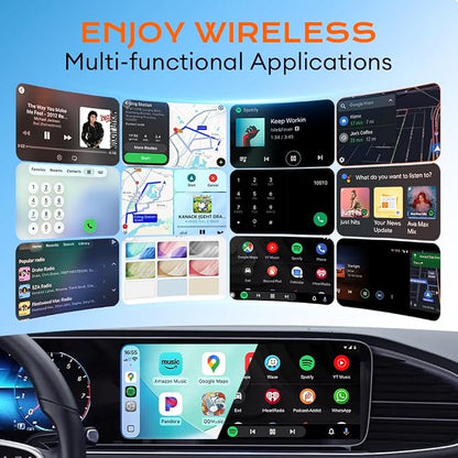 Carlinkit Wireless CarPlay & Android Auto Adapter, Mini Ultra3 for OEM Wired to Wireless Dongle for iOS 10+ & Android 11+, Plug & Play, USB-A/Type-C Online Upgrade, Fast Auto-Reconnect(Orange)