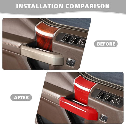 Jimen Compatible with Ford F150 4 Door 2015-2020, 8PCS Inner Door Handle Cover Trim Kits (Red)