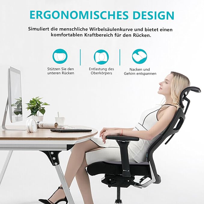FLORICH 3 PCS Seat Cushion for Carseat Lumbar Support Pillow Car Neck Headrest Pillows Memory Foam Gel Memory Foam Massage Point Seat Pads Pressure Relief Back Cushion for Office Chair(Light Grey)