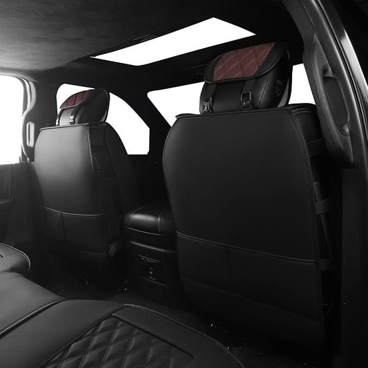 JOJOBAY Car Seat Covers for Dodge Ram,Fit 2009-2025 1500/2500/3500 HD Pick-up Truck,Crew,Regular,Quad,Mega Cab,Waterproof Synthetic Leather Seat Covers(2PCS-Front,Black-Brown)