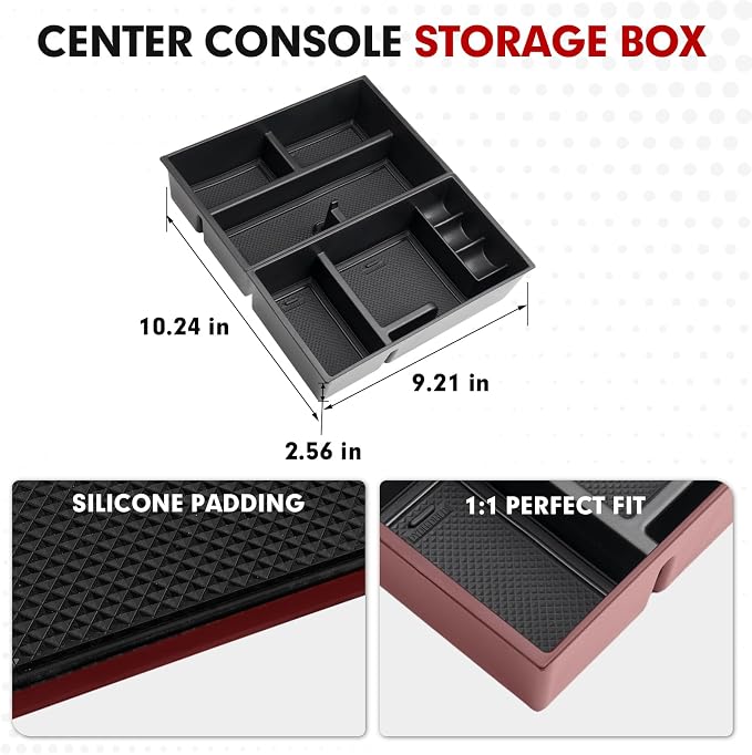 Autorder 2PCS Center Console Organizer for 2024 2025 Toyota Grand Highlander LE/XLE/Limited/Platinum/Nightshade Hybrid Accessories Armrest Storage Box Secondary Insert Tray