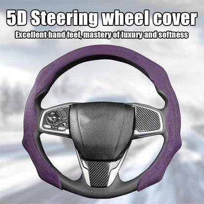 Mandark Car Steering Wheel Cover, Suede Sport Vehicle Steer Wheel Protector Fitting 15 Inch, Non-Slip Comfortable Automotive Interior Decoration Accessories, Universal for Most Cars (Purple)
