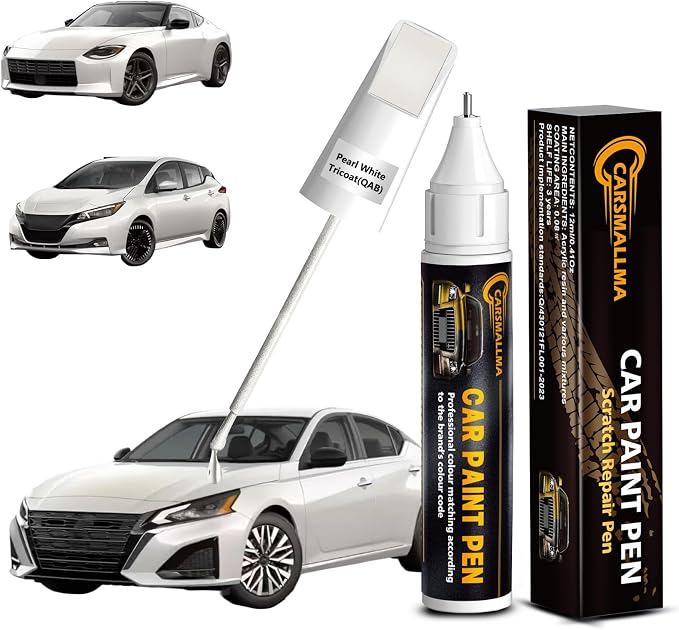 QAB Pearl White Tricoat Car Touch Up Paint for Nissan, Color Accurate Car Paint Scratch Repair Pen Kit Quick & Easy Fix Vehicle Chips and Automotive Nicks Scuff