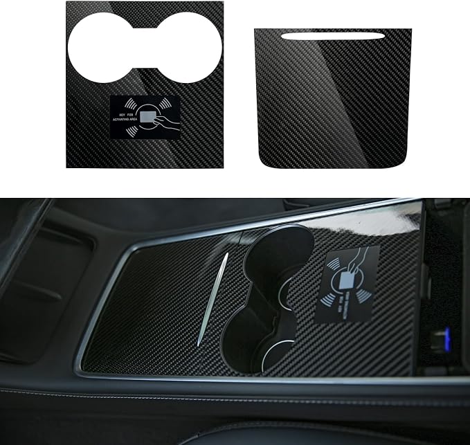 for Tesla Center Console Wrap Kit 3K Twill Carbon Fiber fit Tesla Model 3 Model Y 2021 2022 2023 Center Console Cover Glossy Console Trim Interior Car Wrap Decoration