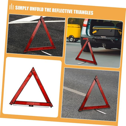 KICHOUSE 5pcs Foldable Reflective Safety Triangle Kit Emergency Road Warning Signs for Vehicles Increased Visibility Compact Design for Roadside Assistance and Traffic Safety