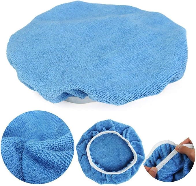 ZYTC Car Polishing Waxing Sleeve Polisher Pad Bonnet Microfiber Pad Soft Pack of 5 (Light Blue, 9"-10")