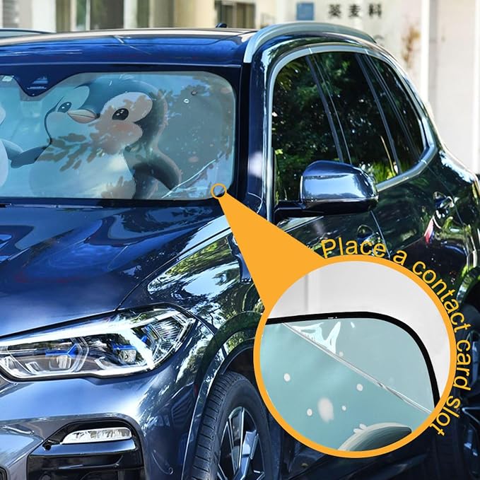 Cars Front Sun Shade Windshield,Foldable Reflective Sun Visor Penguins Cartoon Windshield Sunshade Cover,Blocks UV Ray Sun Protect Interior Keep Cool,57" x 31.5 "Inc