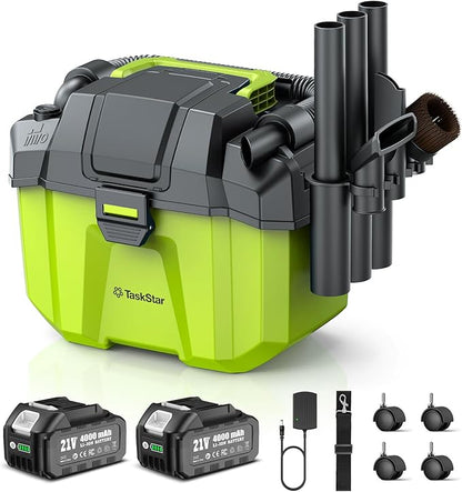 Cordless Shop Vac, 2x4.0Ah Battery Powered Shop Vac - 2.6 Gal Cordless Shop Vacuum Wet and Dry with HEPA Filter, Shoulder Strap & Accessory Storage Holder, Portable for Garage, Car, Workshop & Stairs