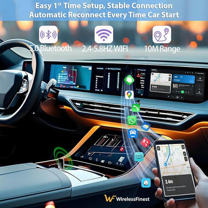 2026 Upgraded 2in1 Wireless CarPlay Adapter & Android Auto Compatible Cars, Fast Auto-Connect, Convert Wired to Wireless CarPlay Adapter, Stable Connection,Mini USB Converter for Car Play Vehicle iOS