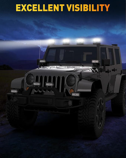 NAOEVO 7 Inch LED Light Bar, 480W 48,000LM LED Offroad Fog/Driving Lights with Spot Flood Combo Beam, Work for Truck Boat ATV UTV, 4 Pcs (White)