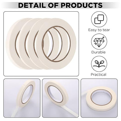 Epakh 4 Pack Painters Tape, Pinstripe Masking Tapes in 1/16, 1/8, 1/4 and 1/2 Inch Wide Suitable for Multi-Surface Automotive DIY Painting Labeling Arts Crafts Car Spray General Purpose(White,55 yd)