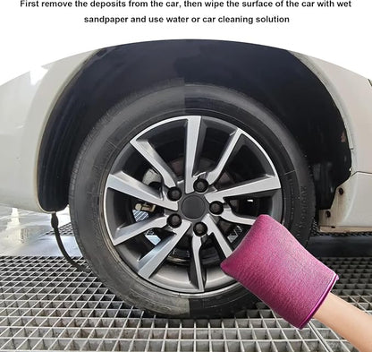 2 PCS Clay Mitts, Microfiber Clay Bar Towel Medium Grade Auto Detailing Gloves, Scratch-Free Surface Prep Mitt Alternative for Car Paint Claying Cleaning & Polishing (Purple)