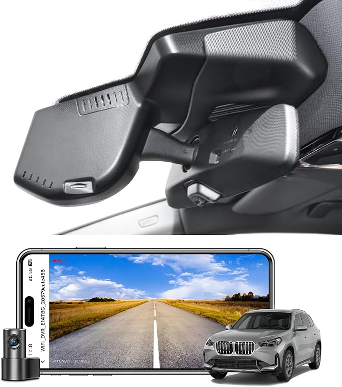 Mangoal Front 4K & Rear 1080p Dash Cam Custom for BMW X1 Gen3 U11/U12 2023 2024 2025, Xdrive28i, OEM Style, 2160P UHD Video, WiFi & APP, 128GB Card
