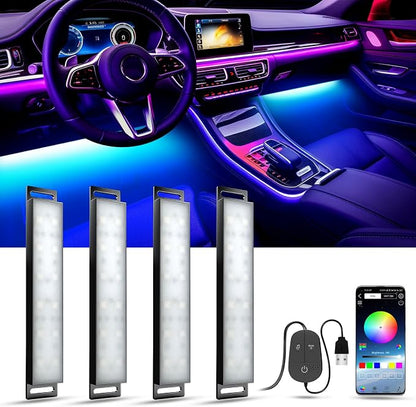 YiLaie LED Car Lights Interior Multcolor Lights for Car Inside with APP and Control Box, Music Sync USB Under Dash Lighting Kit for Cars, Trucks, SUVs, DC 5V