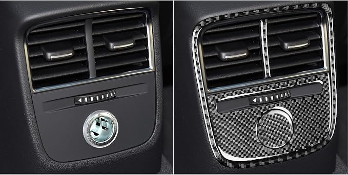 Real Premium Carbon Fiber Sticker Compatible with Audi A3 S3 RS3 8V 2013 2014 2015 2016 2017 2018 2019 Car Rear Center Console air Conditioning Vents Decor kit Auto Interior Accessories 4pcs Black