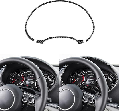 Real Premium Carbon Fiber Sticker Compatible with Audi A3 S3 RS3 8V 2013 2014 2015 2016 2017 2018 2019 Car Dashboard Speedometer Tachometer Decor Frame Auto Interior Accessories Decal Black