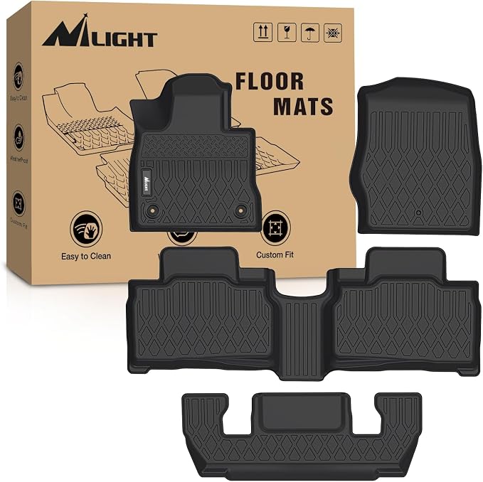 Nilight TPE Floor Mats for Ford Explorer 6 Seats 2020 2021 2022 2023 2024 2025 2026,All Weather Custom Fit Heavy Duty Floor Liners