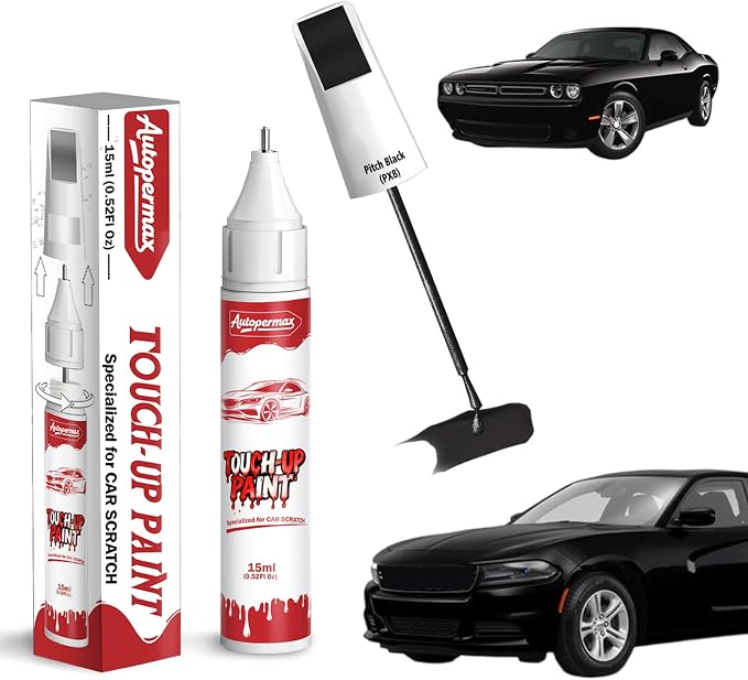 Pitch Black(PX8) Car Touch Up Paint for Dodge, Color Accurate Two-In-One Car Paint Scratch Repair Pen, Professional Scratch Remover for Vehicles Chips and Nicks Scuff
