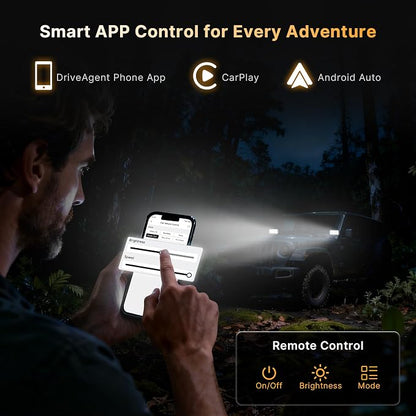 LED Pod Lights 36W Flood Beam, Smart App Controlled Off Road Driving Lights Supports CarPlay/Android Auto, IP67 Waterproof 6000K White Lamps for Trucks, ATV, UTV, SUV, Boat (2 Pack)