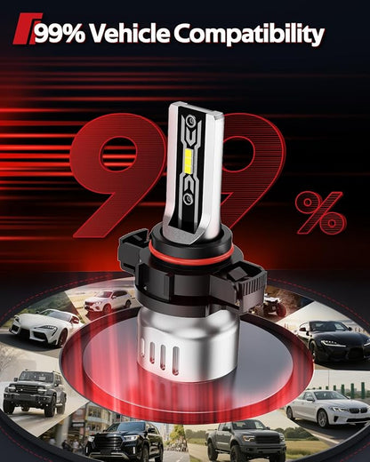 Torchbeam 5202 LED Fog Light Bulbs or DRL, 12000LM 6500K Cool White, 1:1Mini Size 5202 5201 PS19W PS24W LED Fog Lights, 60000HRS Lifespan For Cars, Trucks,and SUVs,Pack of 2