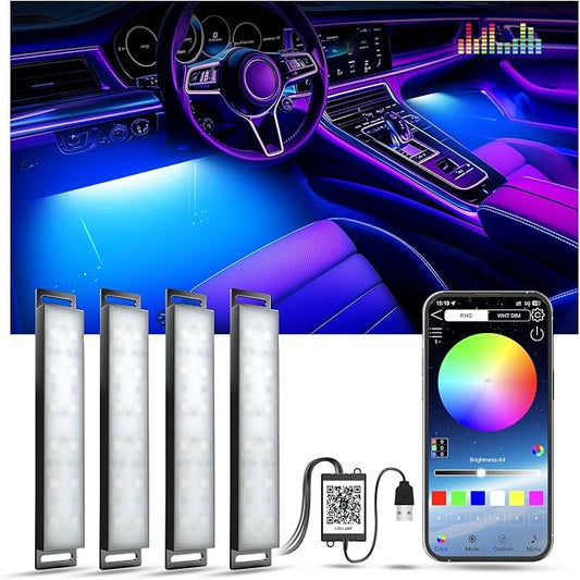 Yilaie LED Car Lights Interior Multcolor Lights for Trucks Accessories Inside with APP Control & Music Sync, Footwell Lighting USB DC 5V