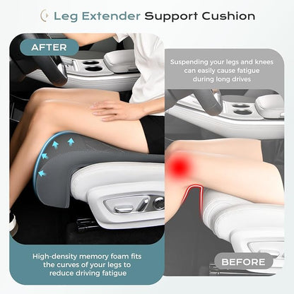 Coverado Car Seat Extender Leg Support, Leather Leg Extender Cushuin for Car Seats, Waterproof Car Seat Cushions Universal Fit for Most Vehicles (Gray)