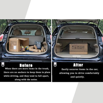 UlifebetterTruck Bed Cargo Net, Cargo Storage Elastic Mesh Net Organizer Net Bag Automotive Cargo Nets with 4 Buckles Screws Hooks Clips Trunk Storage Net for Pickup Truck Bed（51 * 18In）
