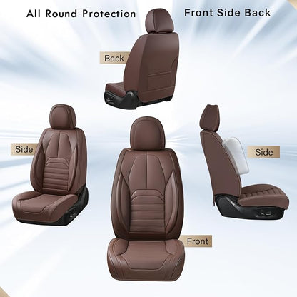 Coverado Seat Covers, Car Seat Covers Front Seats, Automotive Seat Covers, Waterproof Nappa Leather Car Seat Cover, Car Seat Cushion, Brown Seat Covers Carseat Cover Universal Fit for Most Cars