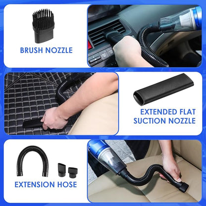 18PCS Car Cleaning Kit, Car Interior Detailing Kit with Blue High Power Handheld Vacuum, Detailing Brush Set, Windshield Cleaner, Cleaning Gel, Complete Auto Accessories for Men, Women