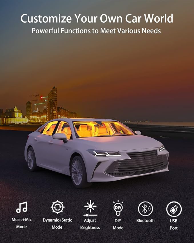 Keepsmile Interior Car Lights Accessories APP Control with Remote Music Sync Color Change RGB Under Dash Car Lighting with USB Charger 12V 2A Led Lights for Jeep Truck