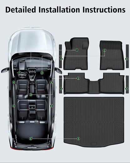 Floor Mats & Cargo Liner Custom Fit for Ford Escape Hybrid 2020-2025 2026 (NOT Fit Gas) All Weather TPE Rubber Trunk Mat Anti-Slip Full Set Automotive Floor Liners for Escape 2025 Accessories