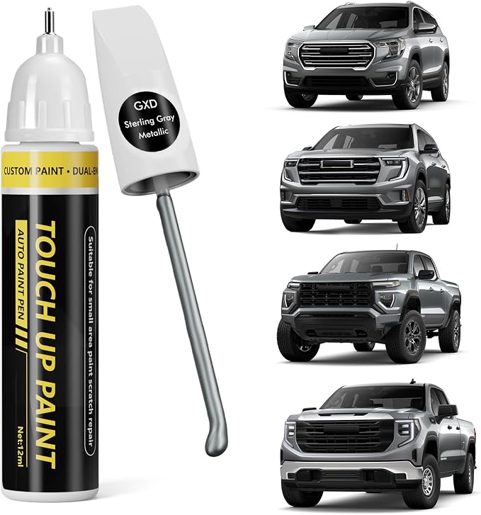 (Sterling Gray Metallic (GXD) Car Touch Up Paint for GMC, Car Paint Scratch Repair Kit, Quick & Easy Solution, 2 in 1 Scratch Remover Pen with Color-Matched