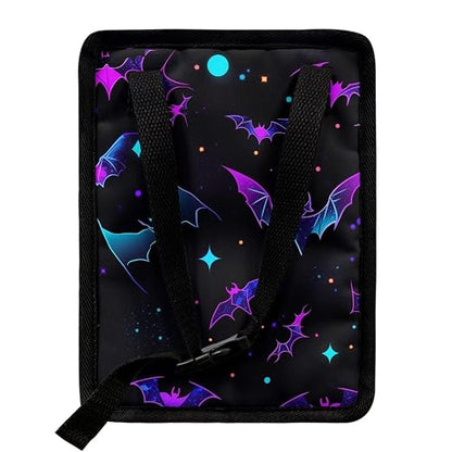 Colored Bats Stars Pattern Car Trash Can Leakproof Garbage Bag with Lid and Zipper 1.2Gal Trash Bin Hanging for Back Seat Halloween Car Accessories Universal Fit