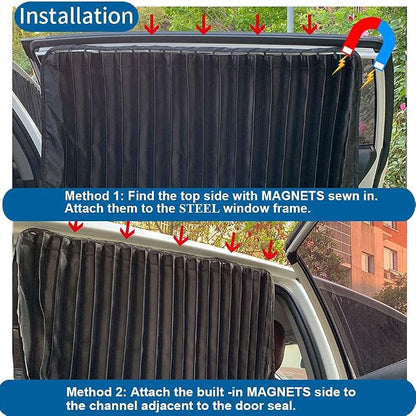 Ovege Car Window Shades 4pcs - Side Window Sun Shades, Silky UV Protection Privacy Baby Suction Magnetic (Black-Opaque, Front&Back 4pcs)