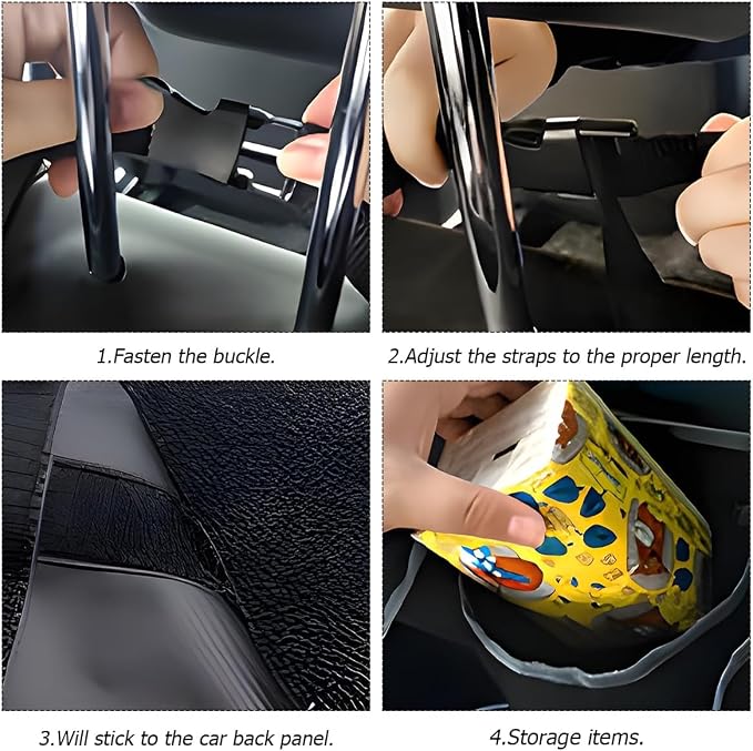 BELOMI Car Trunk Organizer, Auto Waterproof Sturdy Backseat Hanging Large Storage Collapsible Cargo Bag with Anti-Slip Adjustable Strip&4 Pockets, Vehicle Interior Accessories for Man Woman (Black)