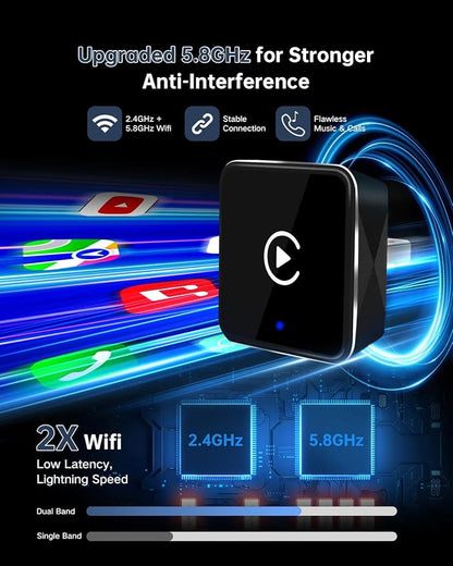 Wireless CarPlay Adapter for iPhone, Convert Wired to Wireless, Small Size | ViaBecs Fast Stable Connection Wireless Adapter Plug & Play For 2016+ Cars, Auto-Reconnect, Siri, USB-C Adapter, Low Latency