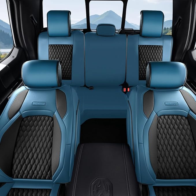 Coverado Car Seat Covers Full Set, Seat Covers for Dodge RAM 1500 Compatible with 2009-2018 Ram 1500, 2010-2024 Ram 2500 3500 Dodge RAM Accessories Automotive Seat Covers (Blue)