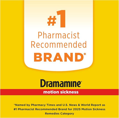 Dramamine Motion Sickness Less Drowsy, Travel Vial, Multicolor, 8 Count