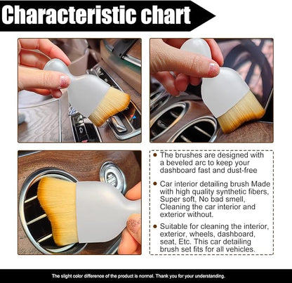 Car Cleaning Brush Soft Bristle Car Interior Dust Brush, suitable for cleaning car dashboards and air vent gaps, also usable on leather and computers, scratch-proof (White Handle)