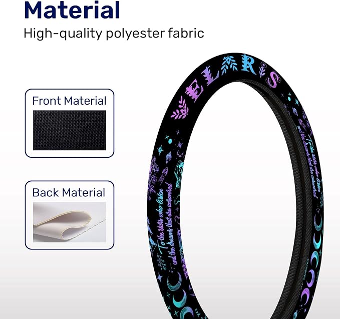 GENANY Velaris Night Court Steering Wheel Cover, Non Slip Polyester Car Wheel Protector for Car SUV Truck, Universal 15 Inch